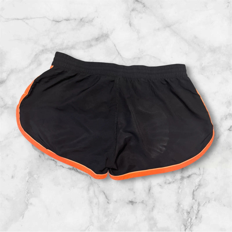 Women’s Black and Orange Under Armour Heat Gear Sports Running Shorts