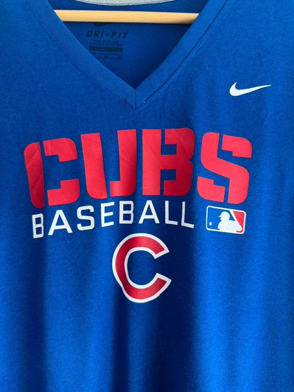 Women’s Blue Nike Chicago Cubs V-Neck Dri-Fit T-Shirt