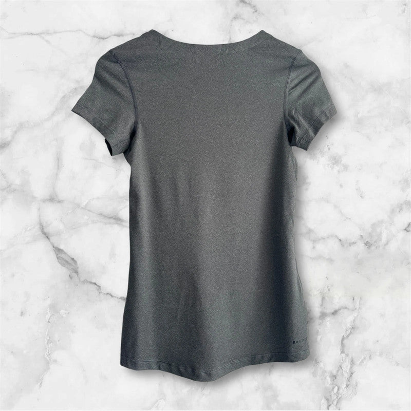 Women’s Grey Nike Pro Dri-Fit Sport Running V-Neck T-Shirt