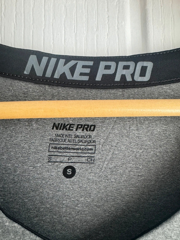 Women’s Grey Nike Pro Dri-Fit Sport Running V-Neck T-Shirt